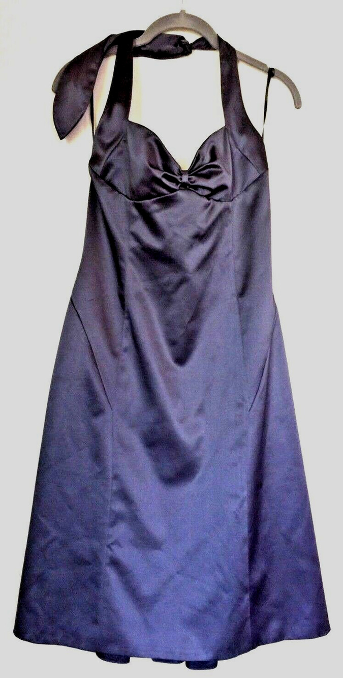 Rebecca Taylor Satin Pewter Halter Hi-Lo Mermaid Dress Women’s Size 4 Small